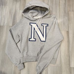 Good American Gray Hoodie with Blue Lettering